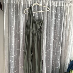 Long pant romper. One shoulder. Dark green. Brand new with tags